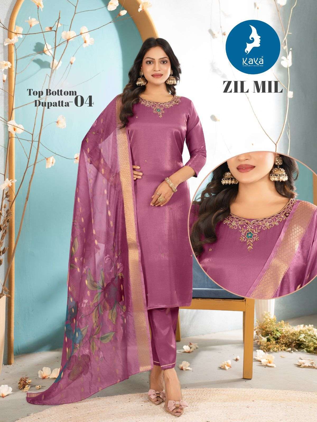 ZIL MIL SERIES 01 TO 06 BY KAYA DESIGNER WORK ROMAN GLASS TOP WITH BOTTOM AND DUPATTA ARE AVAILABLE AT WHOLESALE PRICE