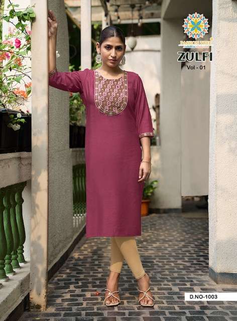 ZULFI VOL-1 SERIES 1001 TO 1007 KURTI BY PASSION TREE DESIGNER EMBROIDERY WORK VATICAN KURTIS ARE AVAILABLE AT WHOLESALE PRICE