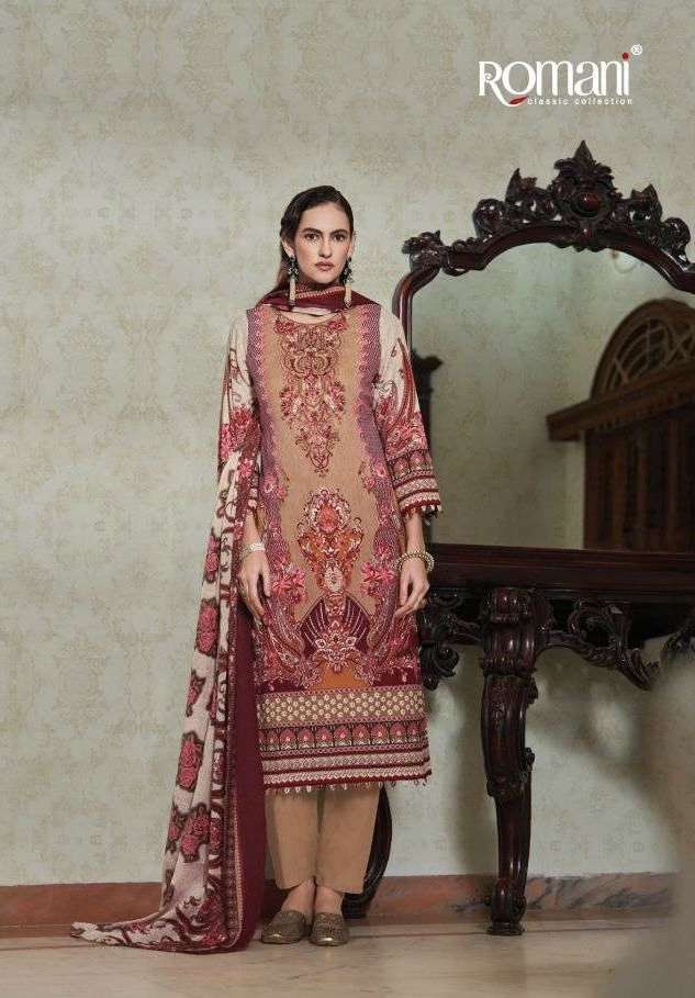 AARZU VOL-28 SERIES 1133 BY ROMANI DESIGNER PRINTED AND WORK SOFT COTTON SUITS ARE AVAILABLE AT WHOLESALE PRICE