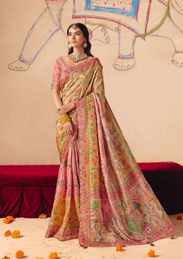 ANAARA SERIES 8201 TO 8212 SAREE BY TATHASTU DESIGNER HEAVY EMBROIDERY THREAD WORK ON PATLI AND CUT WORK LACE DOLA ZARI SILK SAREES ARE AVAILABLE AT WHOLESALE PRICE