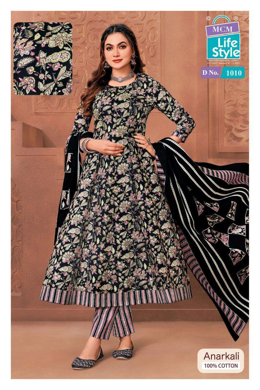 ANARKALI VOL-10 SERIES 1008 TO 1017 BY MCM DESIGNER PRINTED ANARKALI READYMADE COTTON SUITS ARE AVAILABLE AT WHOLESALE PRICE