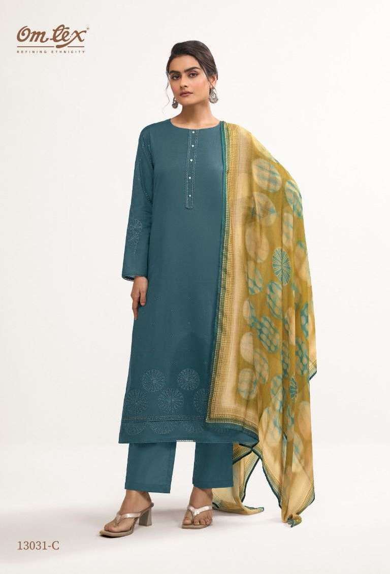 ARIS SERIES 13031 BY OMTEX DESIGNER EMBROIDERY AND HAND WORK LAWN COTTON SUITS ARE AVAILABLE AT WHOLESALE PRICE