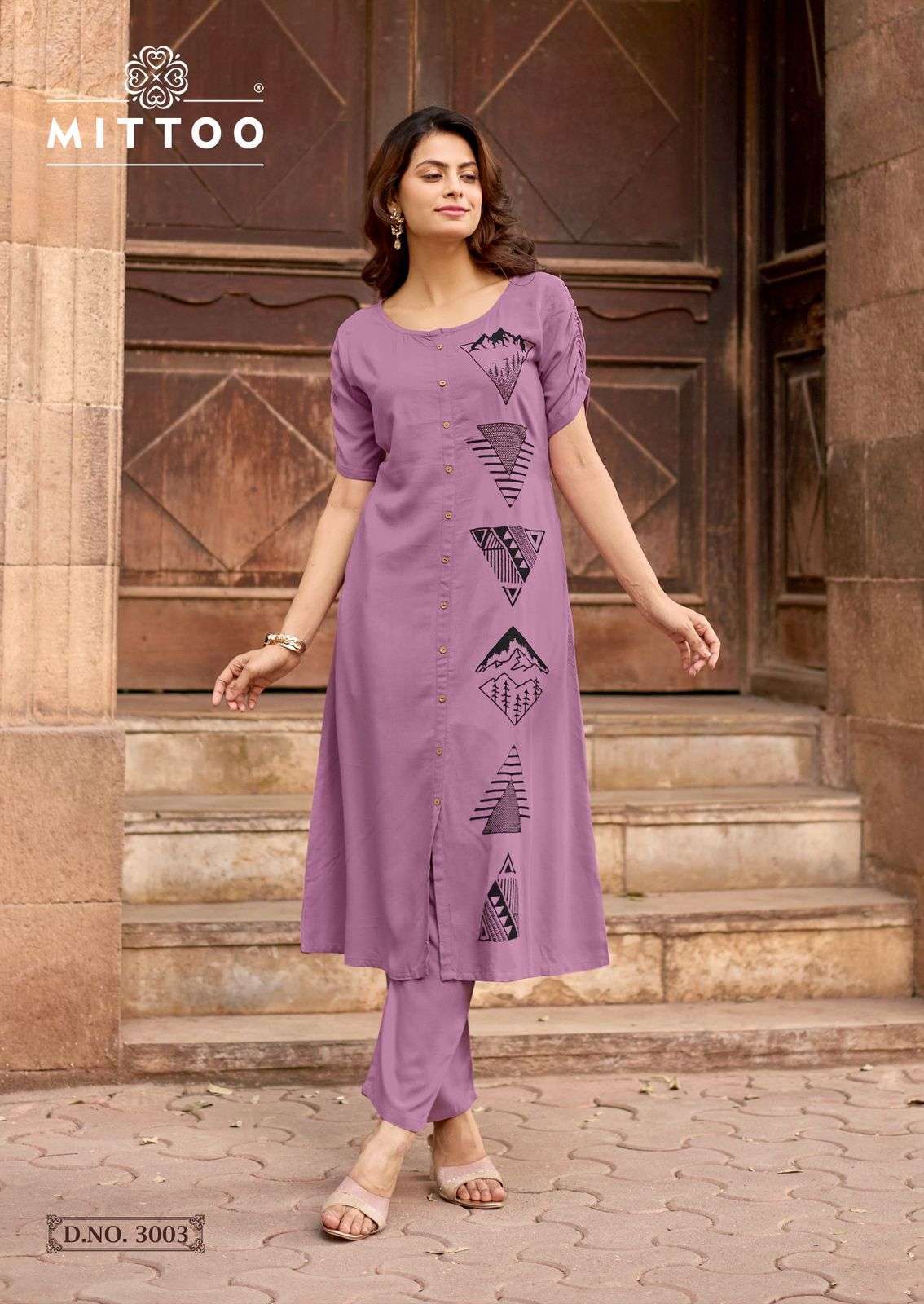 BAAWRI SERIES 3001 TO 3006 BY MITTO DESIGNER COTTON THREAD WORK HEAVY RAYON KURTI WITH BOTTOM ARE AVAILABLE AT WHOLESALE PRICE