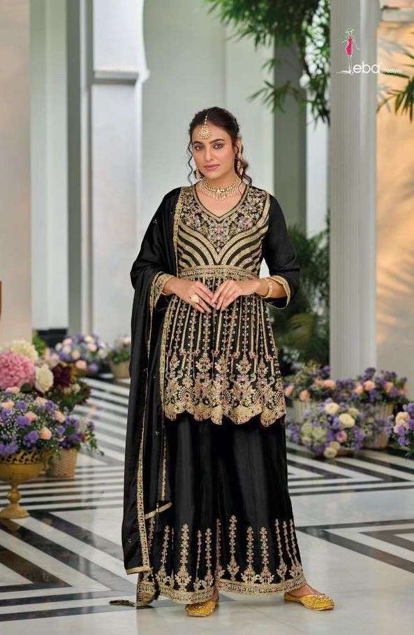 BARBIE VOL-4 BLACK & WHITE SERIES 1748 TO 1749 BY EBA DESIGNER EMBROIDERY WORK CHINON READYMADE SUITS ARE AVAILABLE AT WHOLESALE PRICE