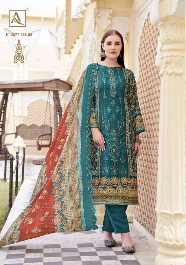 BIN SAEED EDITION-12 SERIES 2077 BY ALOK SUITS DESIGNER PRINTED AND EMBROIDERY WORK CAMBRIC COTTON SUITS ARE AVAILABLE AT WHOLESALE PRICE 