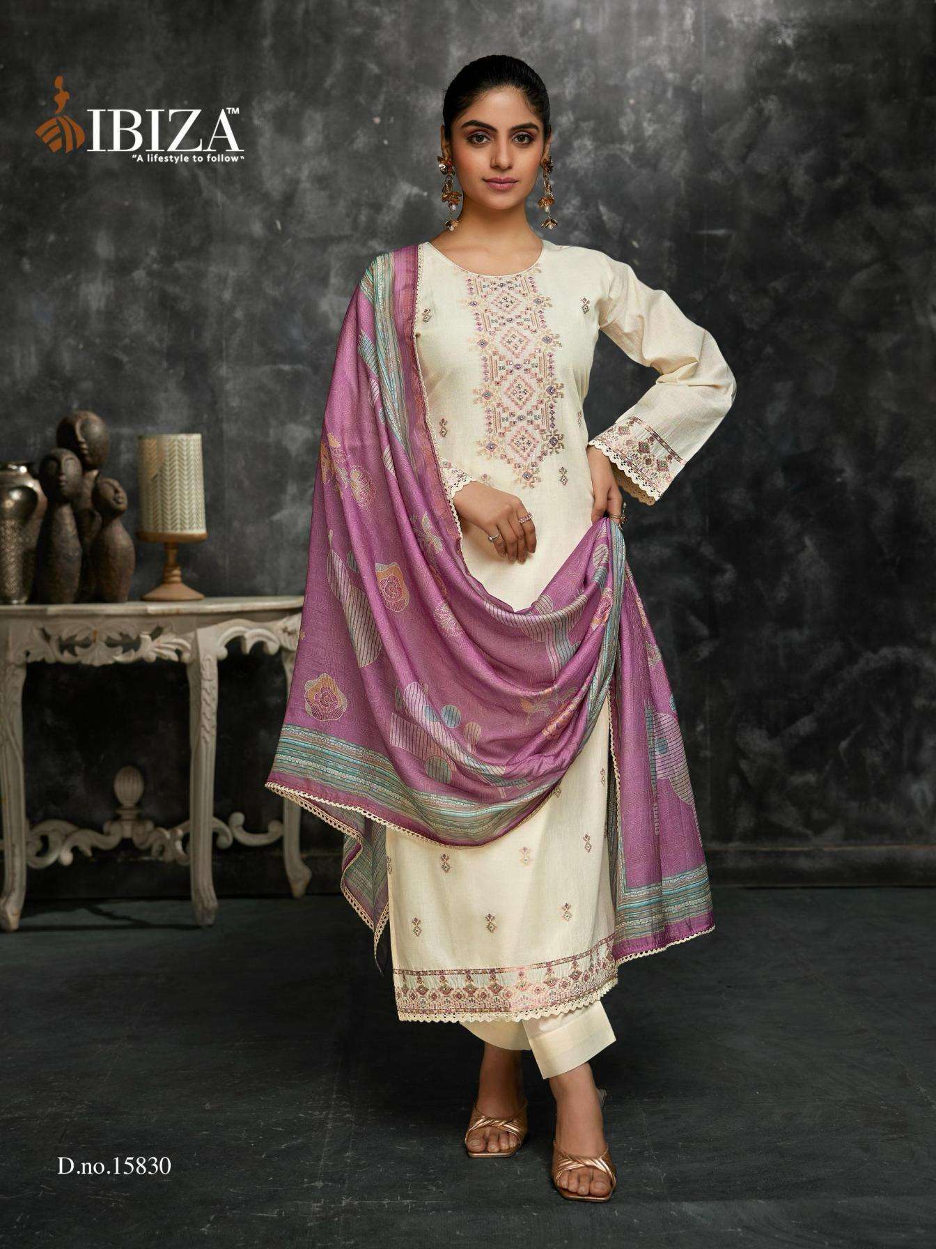 BOSCO VOL-9 SERIES 15828 TO 15831 BY IBIZA DESIGNER HAND WORK LAWN COTTON JACQUARD SUITS ARE AVAILABLE AT WHOLESALE PRICE
