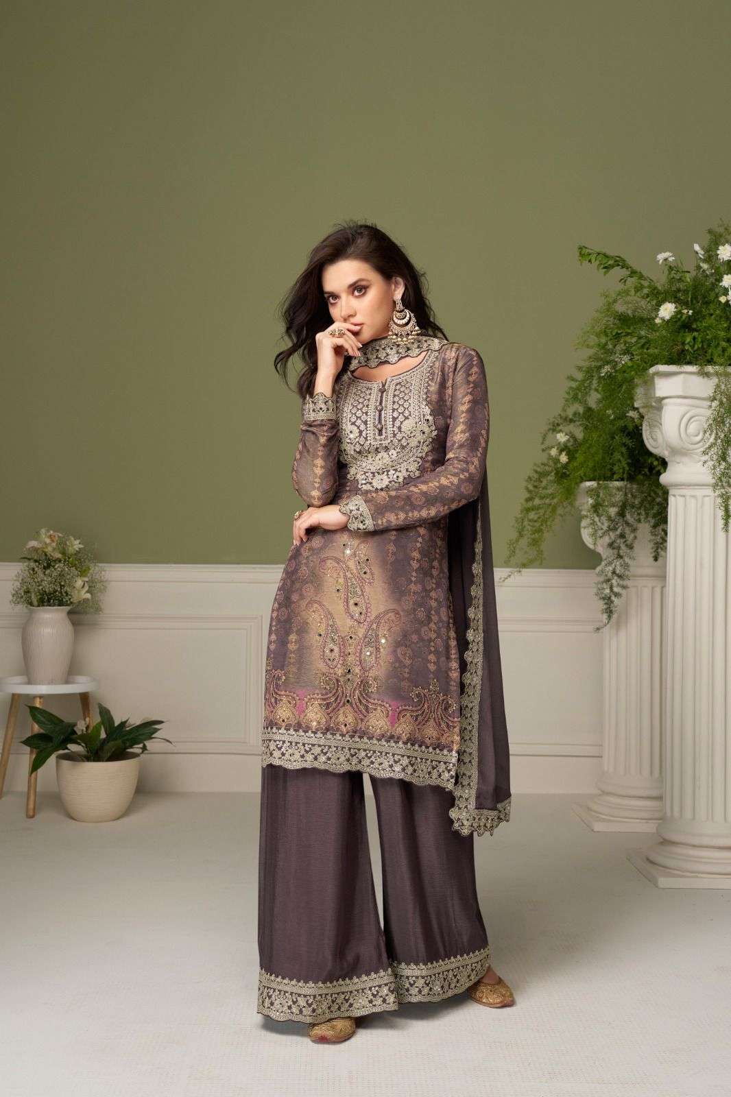 BUSHRA SERIES 7597 TO 7598 BY GULKAYRA DESIGNER EMBROIDERY AND HAND WORK CHINON READYMADE SUITS ARE AVAILABLE AT WHOLESALE PRICE 