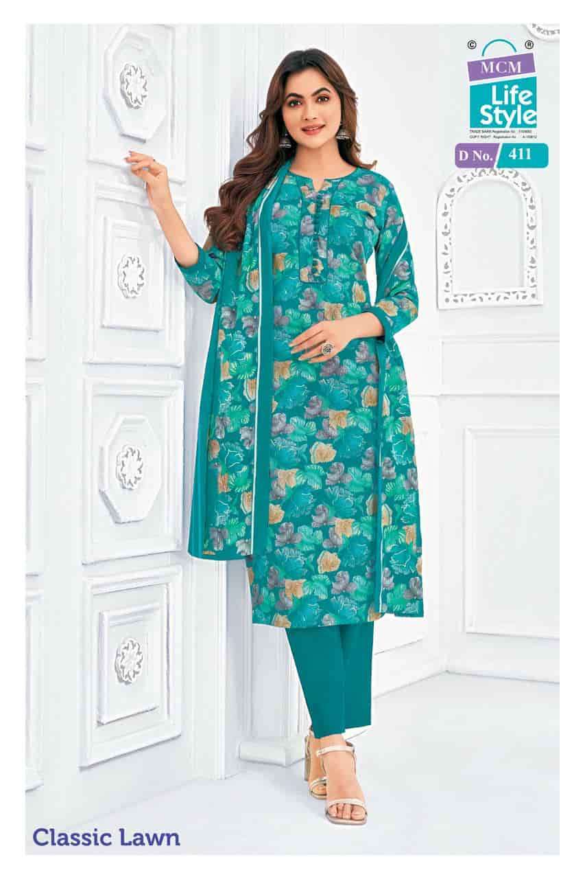 CLASSIC LAWN VOL-4 SERIES 3101 TO 3112 BY MCM DESIGNER WITH PRINTED LAWN COTTON SUITS ARE AVAILABLE AT WHOLESALE PRICE