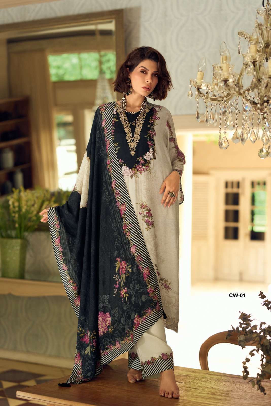 CLOUD WHITE SERIES 01 TO 02 BY VARSHA DESIGNER DIGITAL PRINTED WITH EMBROIDERY AND HAND WORK VISCOSE MUSLIN SUITS ARE AVAILABLE AT WHOLESALE PRICE