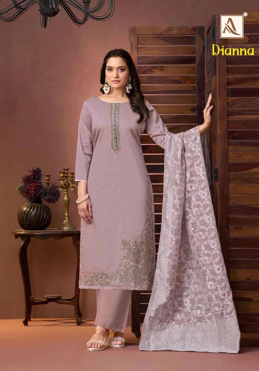 DIANNA SERIES 2199 BY ALOK SUITS DESIGNER EMBROIDERY WORK ZAM SUITS ARE AVAILABLE AT WHOLESALE PRICE