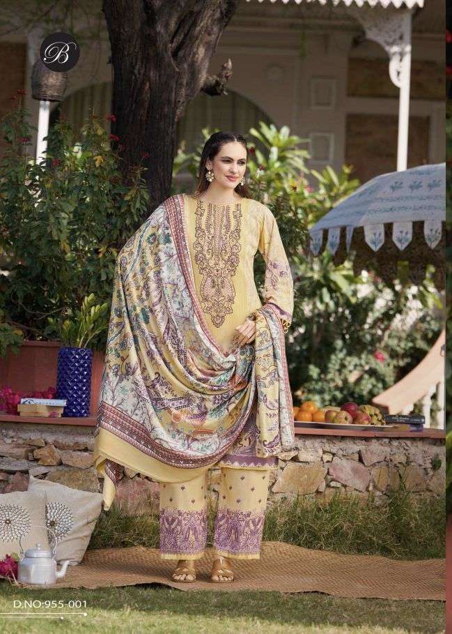 DILKHUSH VOL-3 SERIES 955 BY BELLIZA DESIGNER DIGITAL PRINTED AND EMBROIDERY WORK VISCOSE RAYON SUITS ARE AVAILABLE AT WHOLESALE PRICE