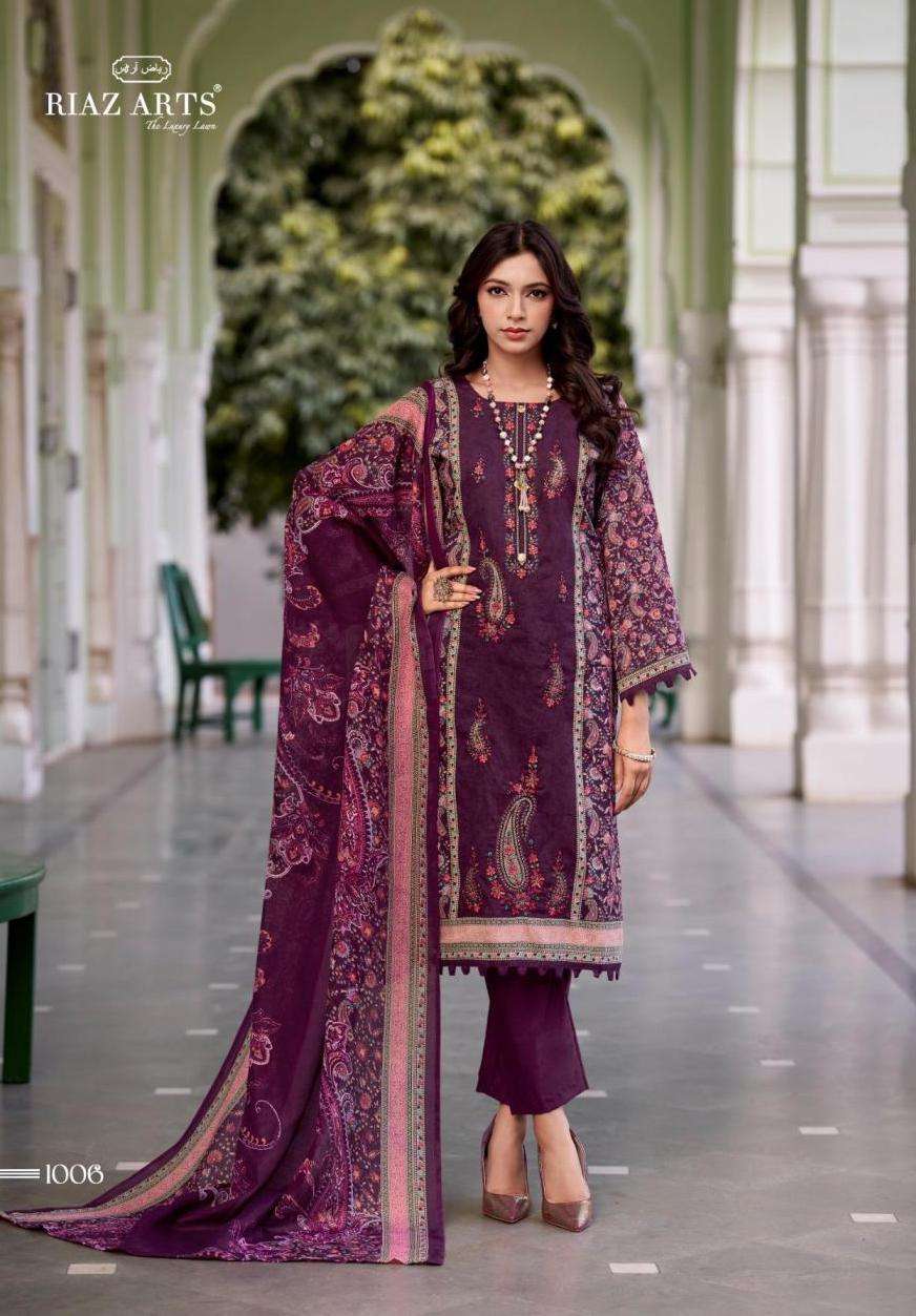 FARMAISH SERIES 1001 TO 1006 BY RINAZ ARTS DESIGNER PRINTED AND EMBROIDERY WORK CAMRIC LAWN COTTON SUITS ARE AVAILABLE AT WHOLESALE PRICE 