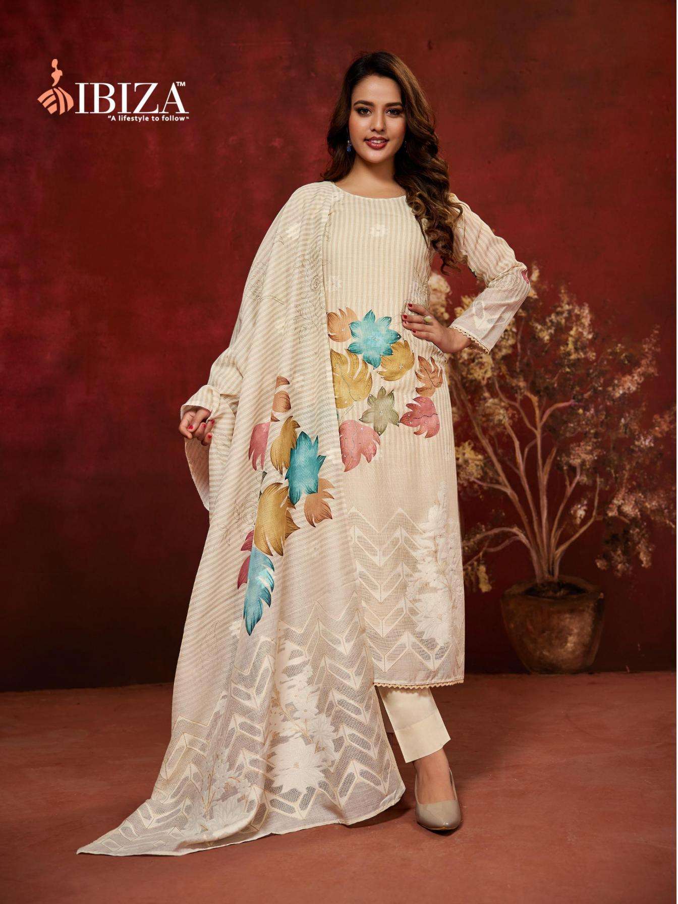 FLORENZA SERIES 15992 TO 15995 BY IBIZA DESIGNER DIGITAL PRINTED AND HAND WORK LINEN SUITS ARE AVAILABLE AT WHOLESALE PRICE