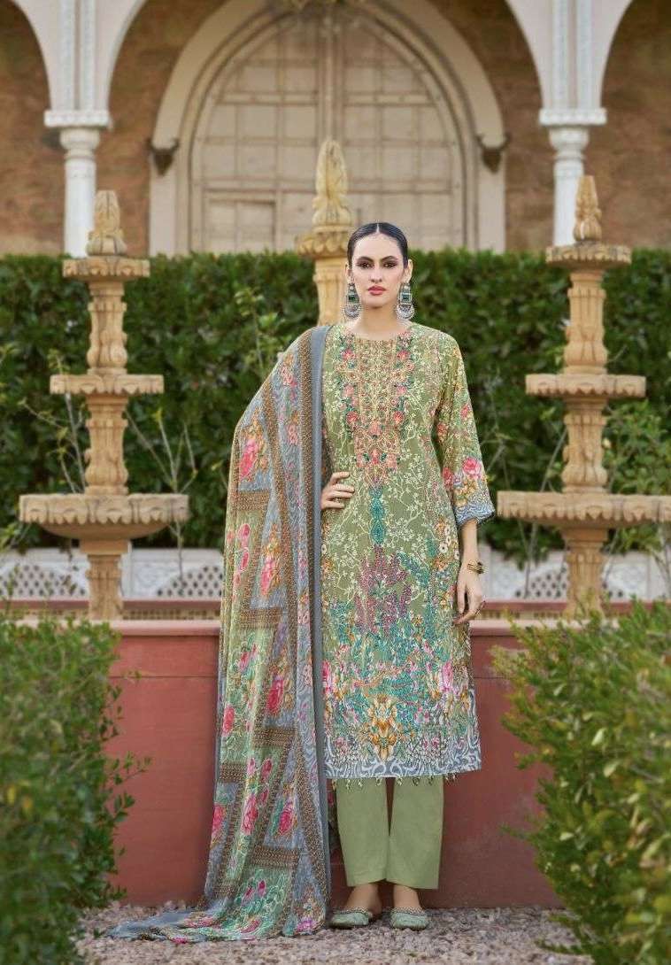 GAZAL VOL-2 SERIES 967 BY BELLIZA DESIGNER PRINTED AND EMBROIDERY WORK CREPE SUITS ARE AVAILABLE AT WHOLESALE PRICE
