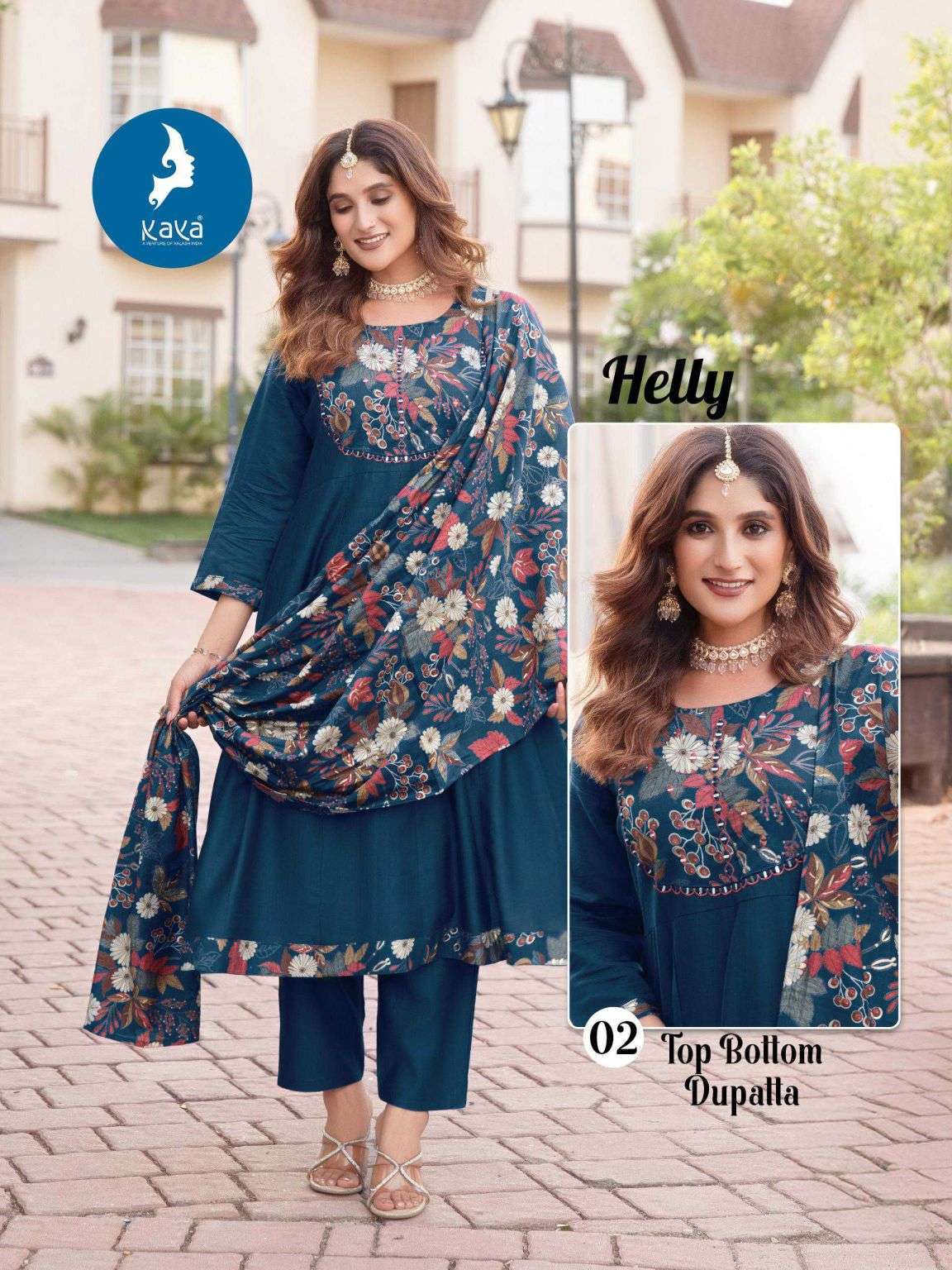 HELLY SERIES 01 TO 04 BY KAYA DESIGNER WORK VATICAN ANARKALI KURTI WITH BOTTOM AND DUPATTA ARE AVAILABLE AT WHOLESALE PRICE
