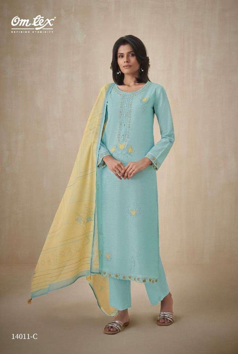 IMARA SERIES 14011 BY OMTEX DESIGNER PRINTED WITH EMBROIDERY AND PATCH WORK COTTON SUITS ARE AVAILABLE AT WHOLESALE PRICE