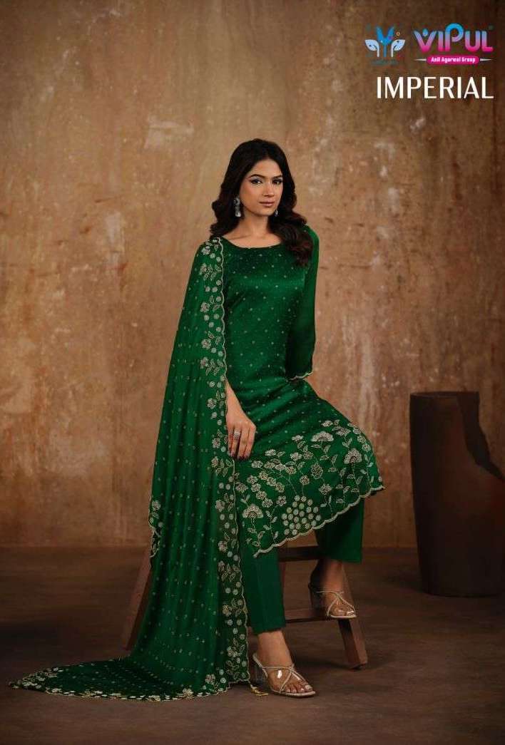 IMPERIAL SERIES 6801 TO 6806 BY VIPUL DESIGNER JARKAN AND BEADS WORK CHIFFONE SATIN SUITS ARE AVAILABLE AT WHOLESALE PRICE