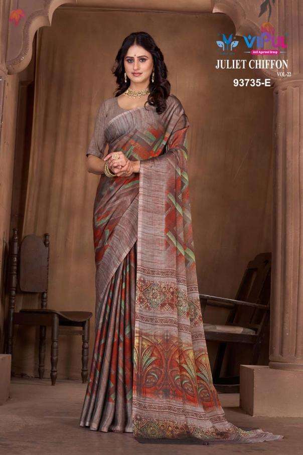 JULIET CHIFFON VOL-22 SERIES 93735 SAREE BY VIPUL DESIGNER PRINTED CHIFFONE SAREES ARE AVAILABLE AT WHOLESALE PRICE