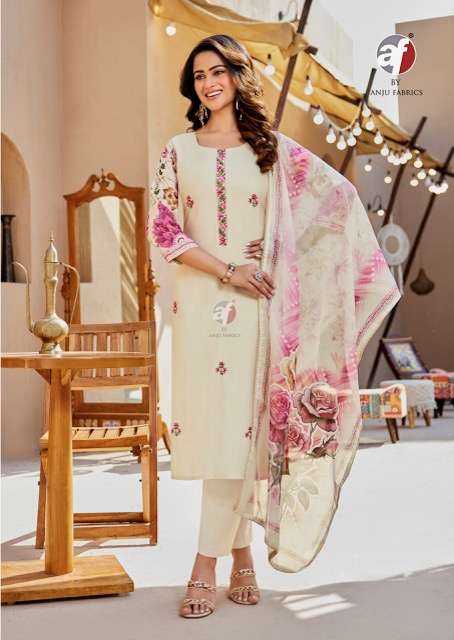 KALAKRATI SERIES 5031 TO 5036 BY ANJU FABRICS DESIGNER EMBROIDERY WORK MODAL SILK TOP WITH BOTTOM AND DUPATTA ARE AVAILABLE AT WHOLESALE PRICE