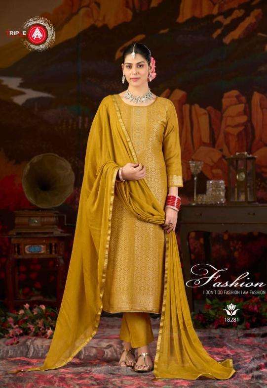 KOYAL VOL-5 SERIES 18281 TO 18286 BY TRIPLE A DESIGNER LAKHNAWI WORK MUSLIN JACQUARD SUITS ARE AVAILABLE AT WHOLESALE PRICE