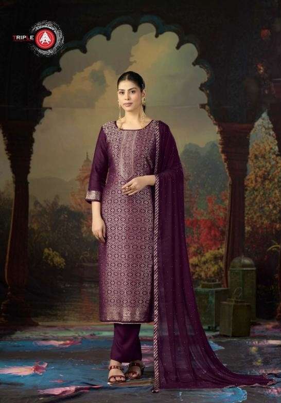 KOYAL VOL-6 SERIES 18291 TO 18296 BY TRIPLE A DESIGNER FANCY WORK MUSLIN JACQUARD SUITS ARE AVAILABLE AT WHOLESALE PRICE