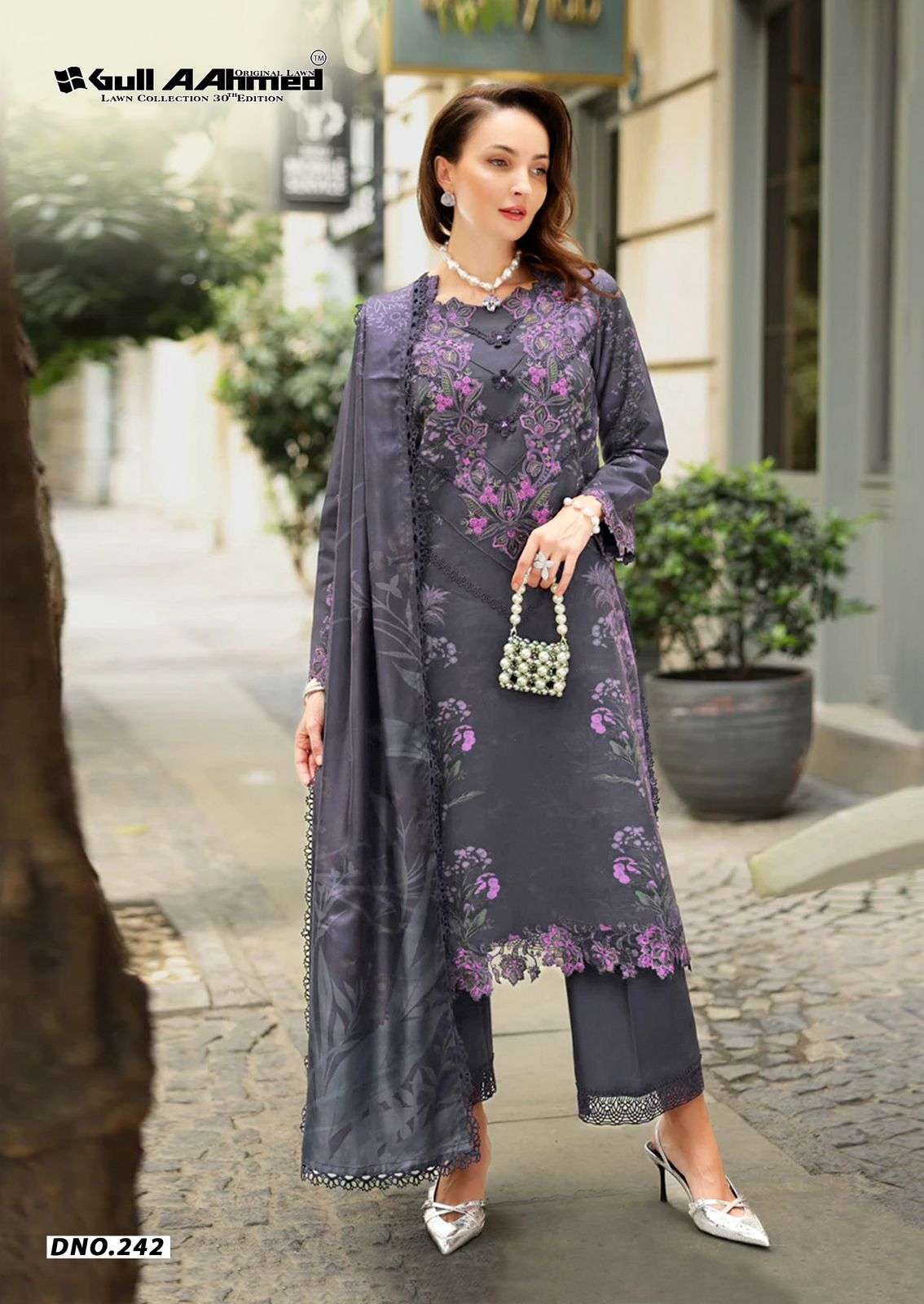LAWN COLLECTION VOL-30 SERIES 239 TO 244 BY GULL AAHMED DESIGNER PRINTED LAWN SUITS ARE AVAILABLE AT WHOLESALE PRICE