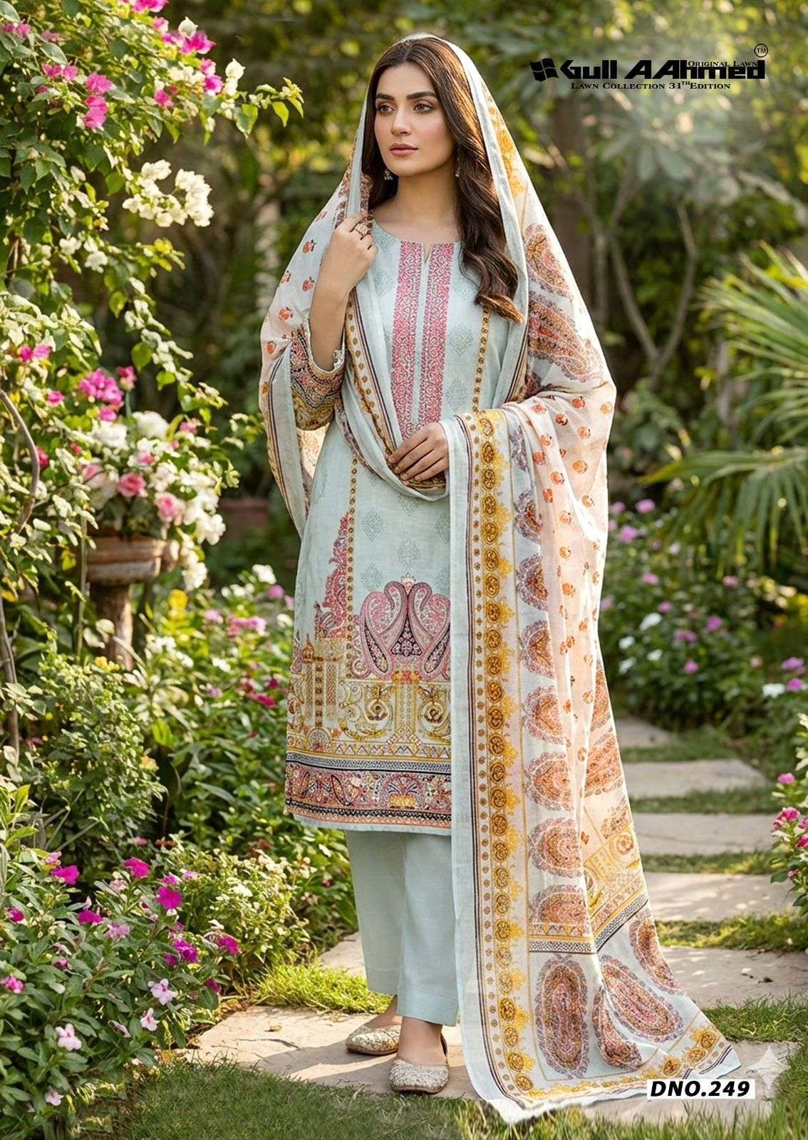 LAWN COLLECTION VOL-31 SERIES 245 TO 250 BY GULL AAHMED DESIGNER PRINTED CAMBRIC COTTON SUITS ARE AVAILABLE AT WHOLESALE PRICE