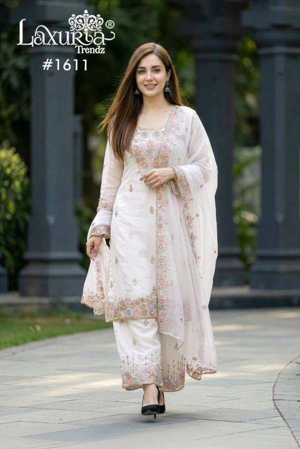 LAXURIA TRENDZ 1611 DESIGNER BEADS AND EMBROIDERY WORK JIMMY CHOO TOP WITH BOTTOM AND DUPATTA ARE AVAILABLE AT WHOLESALE PRICE