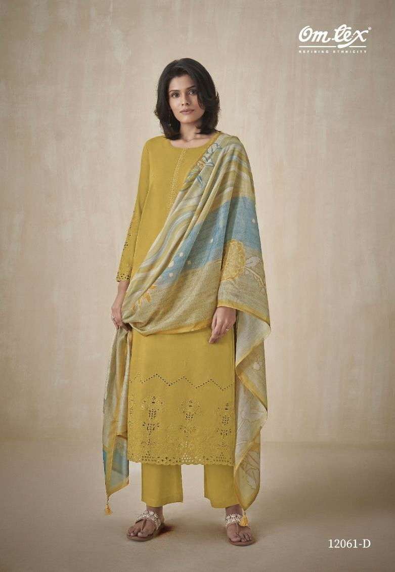 LOVELEEN SERIES 12061 BY OMTEX DESIGNER EMBROIDERY WORK LAWN COTTON SUITS ARE AVAILABLE AT WHOLESALE PRICE