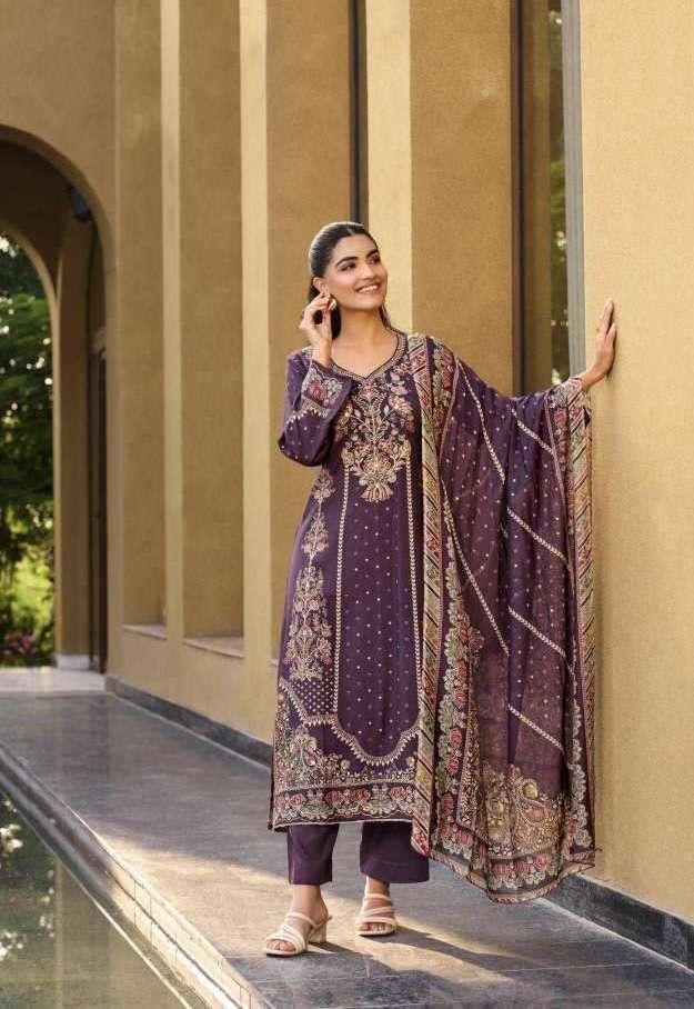 LUSHE SERIES 2401 TO 2404 BY KESAR DESIGNER DIGITAL PRINTED AND HAND WORK VISCOSE MUSLIN SUITS ARE AVAILABLE AT WHOLESALE PRICE 