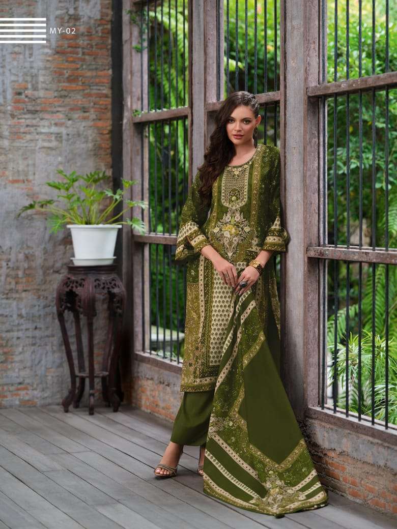MAHIYA SERIES 01 TO 04 BY VARSHA DESIGNER EMBROIDERY WORK AND PRINTED COTTON LINEN SUITS ARE AVAILABLE AT WHOLESALE PRICE