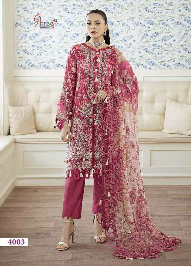 MARIYA B FLORA VOL-4 SERIES 4001 TO 4007 BY SHREE FABS DESIGNER WITH FLORAL PRINTED COTTON SUITS ARE AVAILABLE AT WHOLESALE PRICE