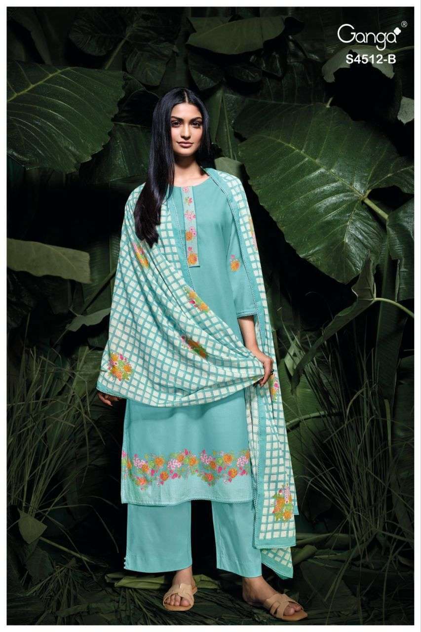 MIREL SERIES 4512 BY GANGA DESIGNER DIGITAL PRINTED AND HAND WORK COTTON SUITS ARE AVAILABLE AT WHOLESALE PRICE