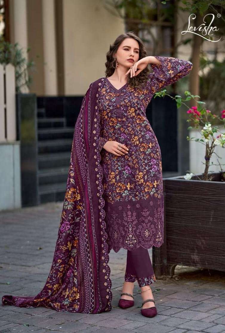 NAWAZISH SERIES 1013 TO 1018 BY LEVISHA DESIGNER PRINTED AND EMBROIDERY WORK CAMRIC LAWN COTTON SUITS ARE AVAILABLE AT WHOLESALE PRICE