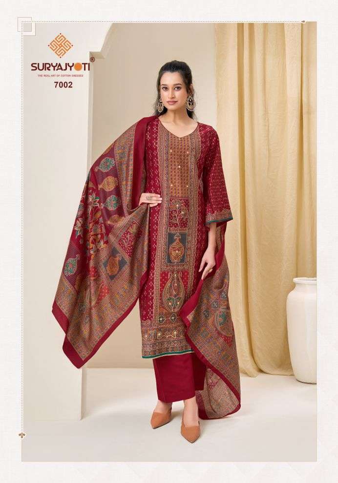 PAYAL ADVANCE VOL-7 SERIES 7001 TO 7006 BY SURYAJYOTI DESIGNER PRINTED AND WORK READYMADE MODAL SUITS ARE AVAILABLE AT WHOLESALE PRICE