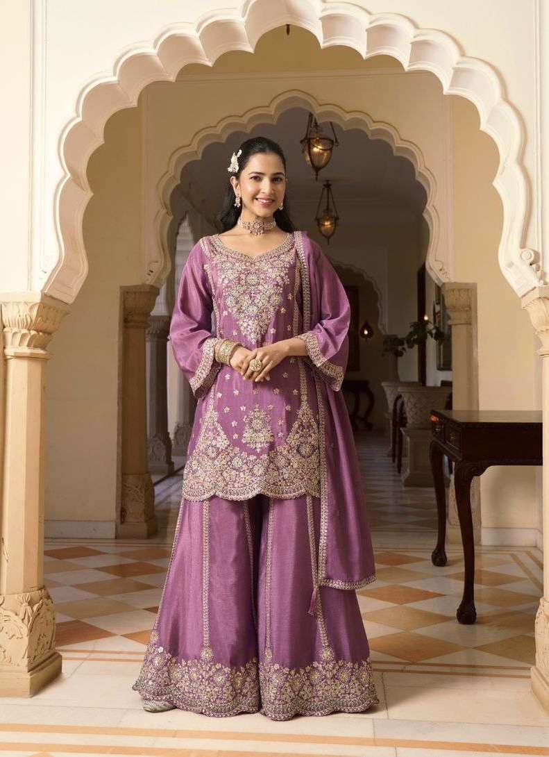 PEHAR SERIES 1801 TO 1803 BY SANIKA DESIGNER EMBROIDERY WORK CHINON SILK READYMADE SUITS ARE AVAILABLE AT WHOLESALE PRICE 