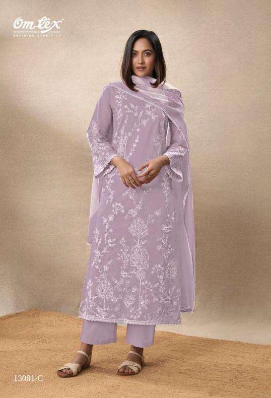 PRABHLEEN SERIES 13081 BY OMTEX DESIGNER EMBROIDERY WORK LAWN COTTON SUITS ARE AVAILABLE AT WHOLESALE PRICE