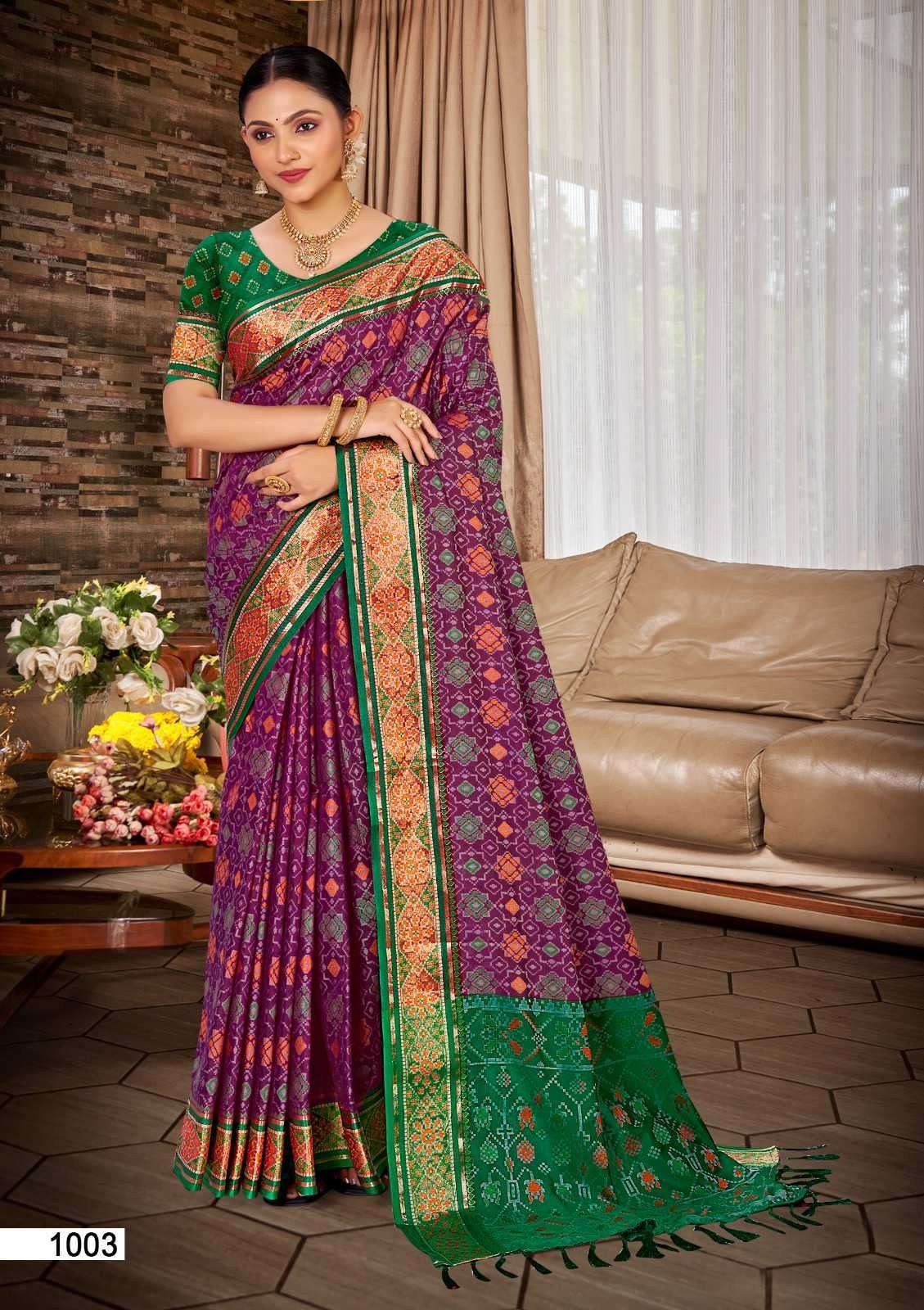 RAJASHAHI PATOLA VOL-1 SERIES 1001 TO 1006 SAREE BY BUNAWAT DESIGNER WEAVING WITH PATOLA PRINT SILK SAREES ARE AVAILABLE AT WHOLESALE PRICE 