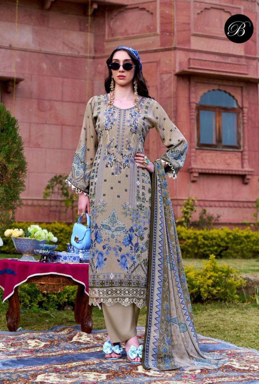 RANGREZA SERIES 951 BY BELLIZA DESIGNER SELF EMBROIDERY WORK CREPE SUITS ARE AVAILABLE AT WHOLESALE PRICE