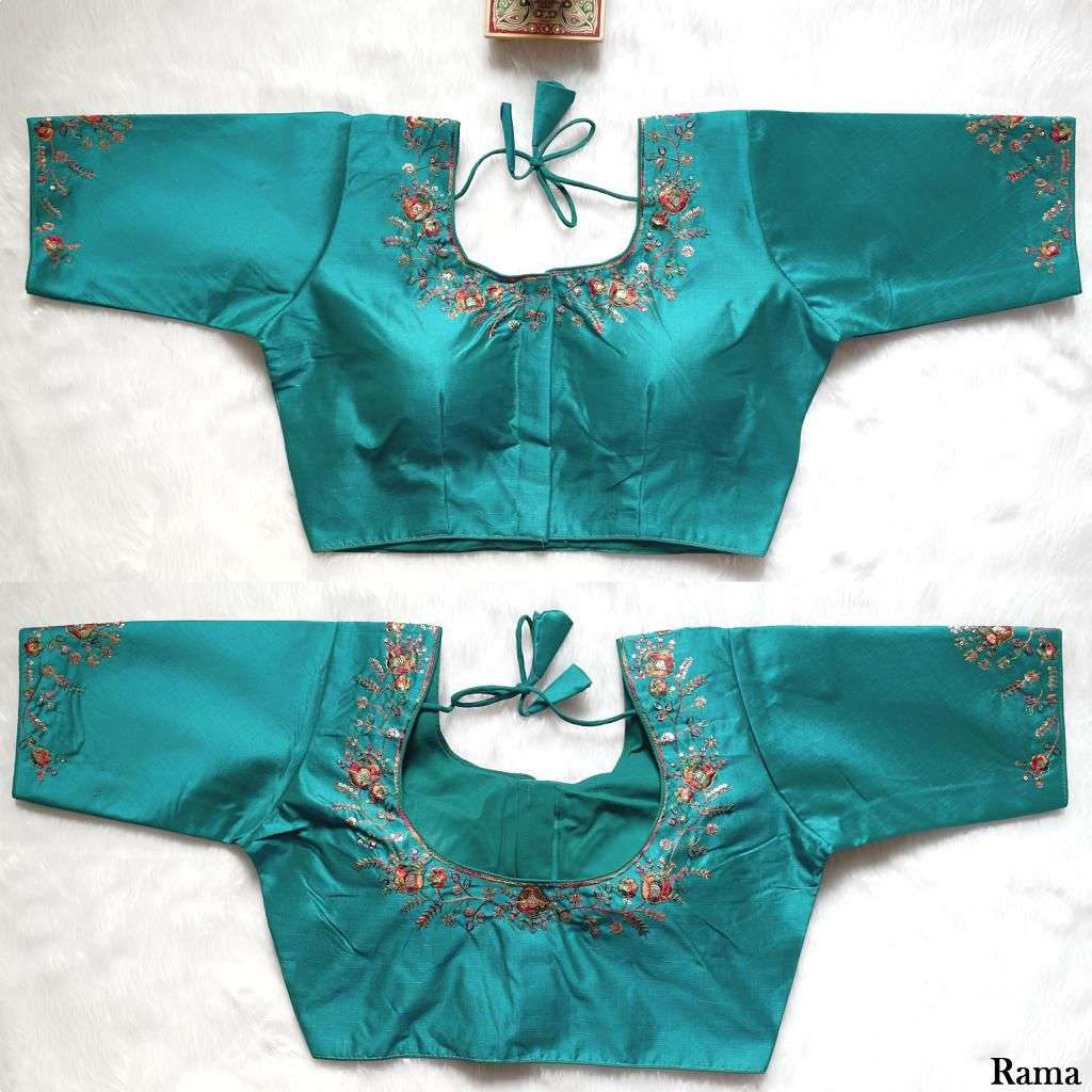READYMADE BLOUSE SERIES 347 DESIGNER EMBROIDERY AND SEQUENCE WORK MILAN SILK READYMADE BLOUSES ARE AVAILABLE AT WHOLESALE PRICE