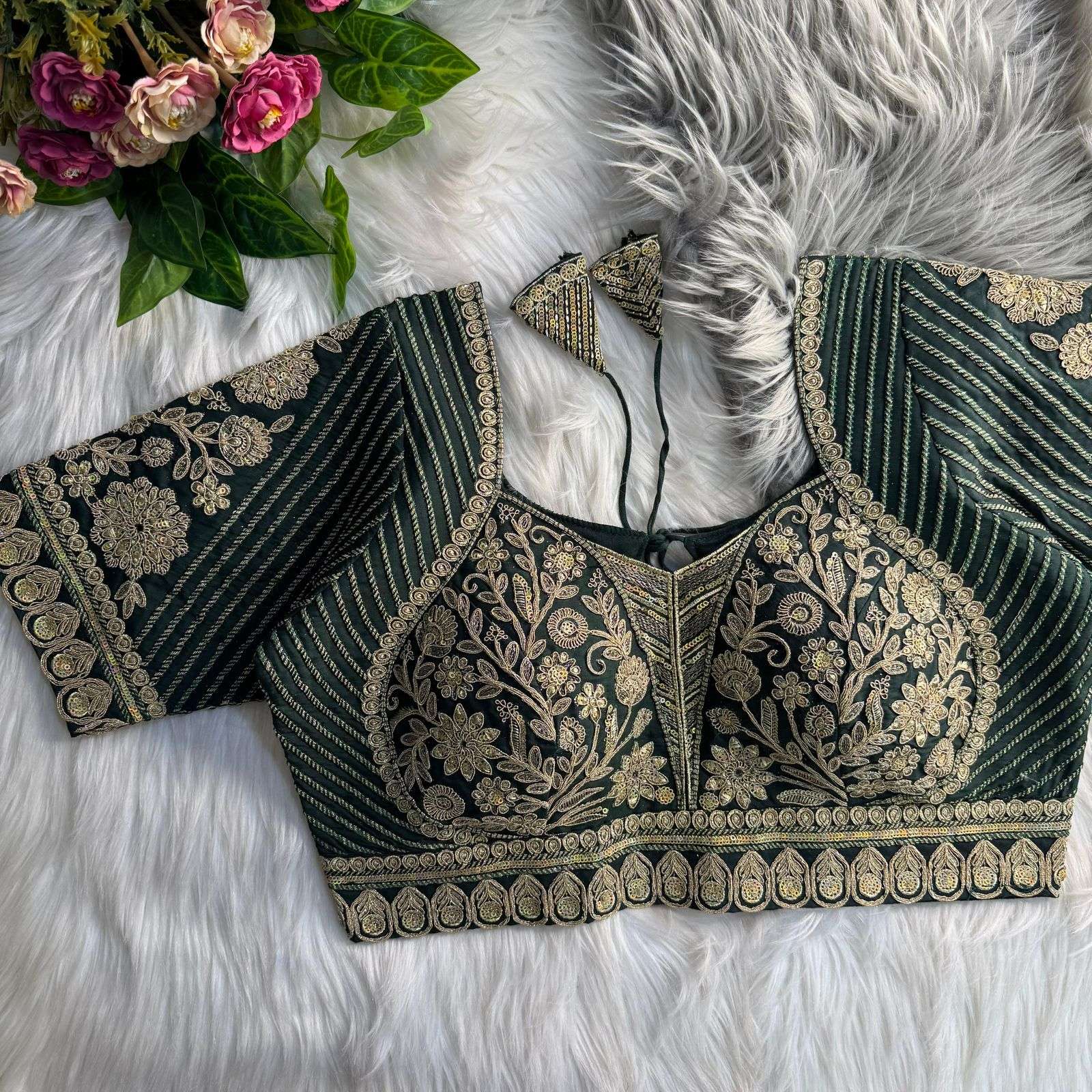 READYMADE BLOUSE SERIES 348 DESIGNER HEAVY ZARI CODING SEQUENCE WORK BRIDAL WEAR ITALIAN SILK READYMADE BLOUSES ARE AVAILABLE AT WHOLESALE PRICE