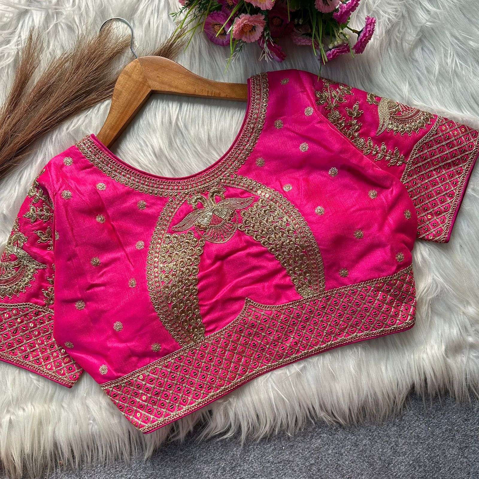 READYMADE BLOUSE SERIES 349 DESIGNER HEAVY EMBROIDERY WORK MILAN SILK BRIDAL WEAR BLOUSES ARE AVAILABLE AT WHOLESALE PRICE