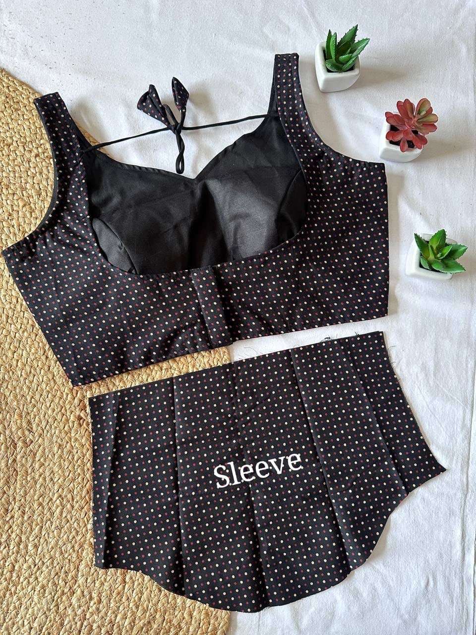 READYMADE BLOUSE SERIES 351 DESIGNER POLKA DOT AJRAK COTTON READYMADE BLOUSES ARE AVAILABLE AT WHOLESALE PRICE