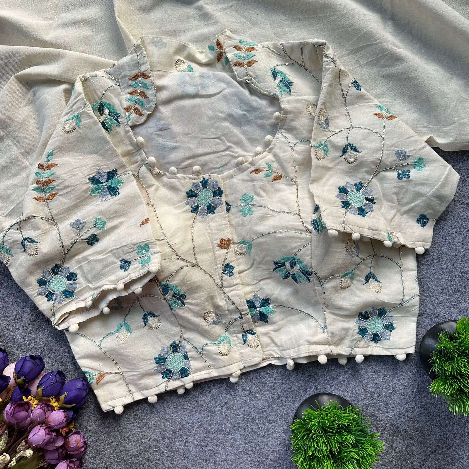 READYMADE BLOUSE SERIES 352 DESIGNER SEQUENCE AND THREAD EMBROIDERY WORK COTTON READYMADE BLOUSE ARE AVAILABLE AT WHOLESALE PRICE 