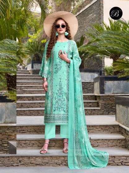 REHANA SERIES 952 BY BELLIZA DESIGNER DIGITAL PRINTED AND EMBROIDERY WORK COTTON SUITS ARE AVAILABLE AT WHOLESALE PRICE