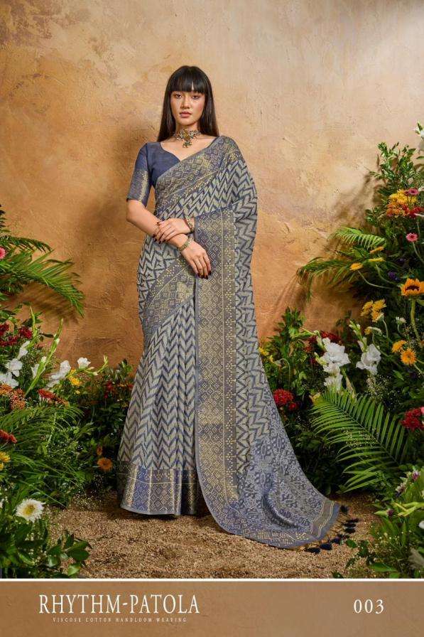 RHYTHM PATOLA SERIES 01 TO 04 SAREE BY RAJTEX DESIGNER VISCOSE COTTON HANDLOOM WEAVING PATOLA SAREES ARE AVAILABLE AT WHOLESALE PRICE
