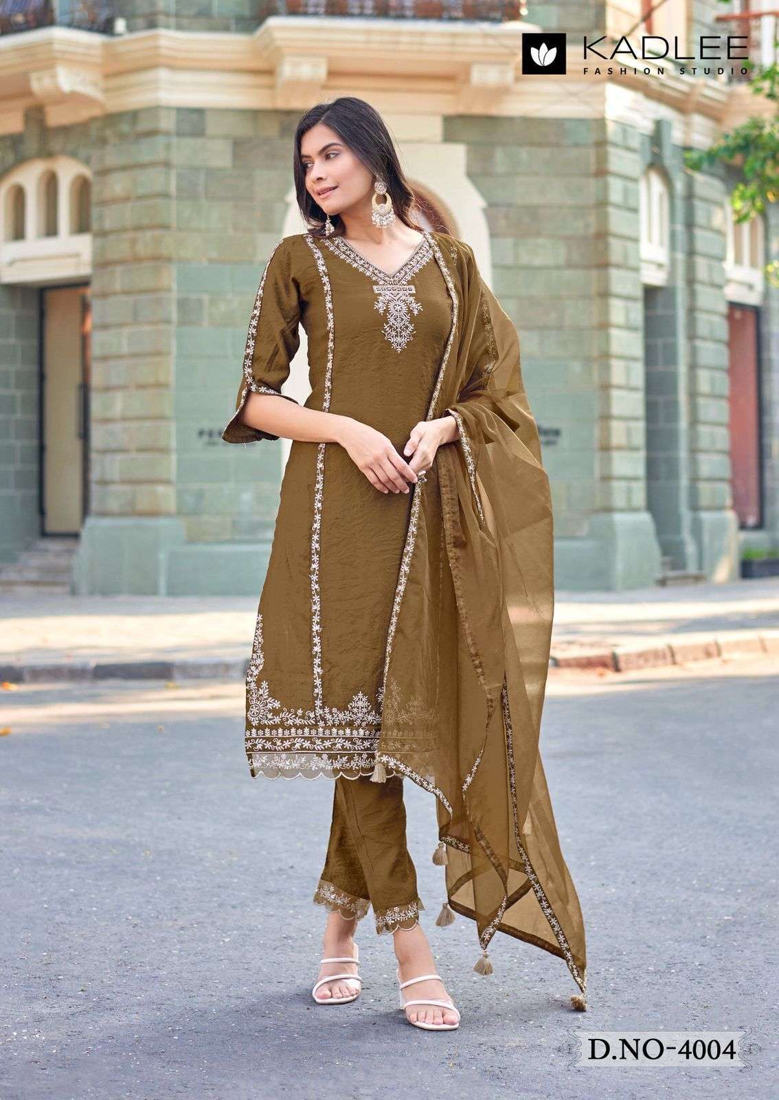 RISHA SERIES 4001 TO 4006 BY KADLEE DESIGNER THREAD AND HAND WORK VISCOSE WEAVING KURTI WITH BOTTOM AND DUPATTA ARE AVAILABLE AT WHOLESALE PRICE