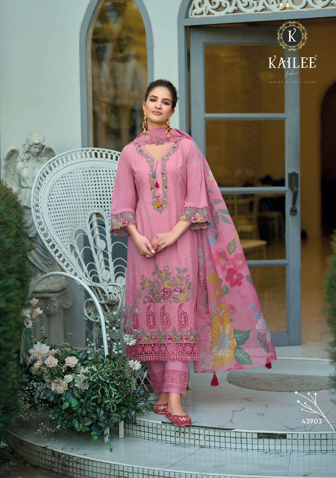 ROMA SERIES 43901 TO 43904 BY KAILEE DESIGNER THREAD AND HAND WORK COTTON TOP WITH PANT AND DUPATTA ARE AVAILABLE AT WHOLESALE PRICE
