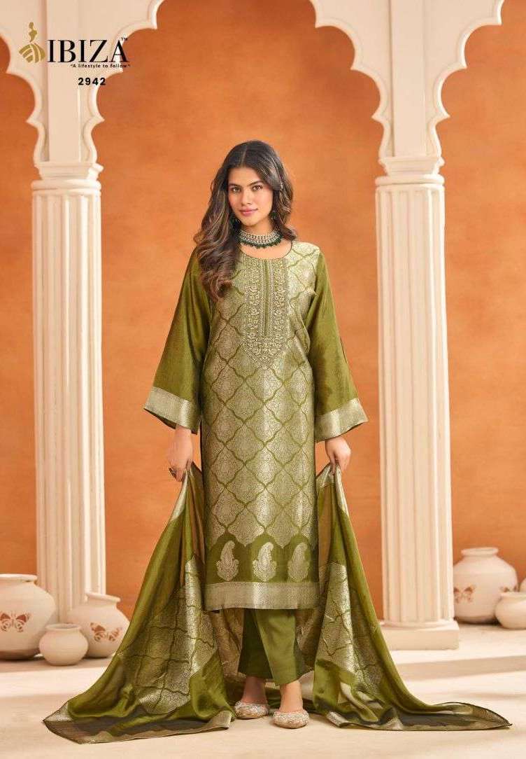 SAKHI VOL-20 SERIES 2941 TO 2944 BY IBIZA DESIGNER EMBROIDERY WORK BANGLORY SILK JACQUARD SUITS ARE AVAILABLE AT WHOLESALE PRIC