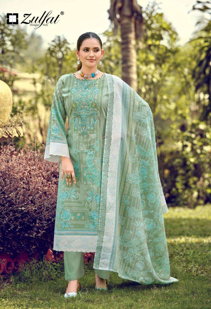 SANA SAFINA VOL-4 SERIES 720 BY ZULFAT DESIGNER PRINTED AND WORK COTTON SUITS ARE AVAILABLE AT WHOLESALE PRICE